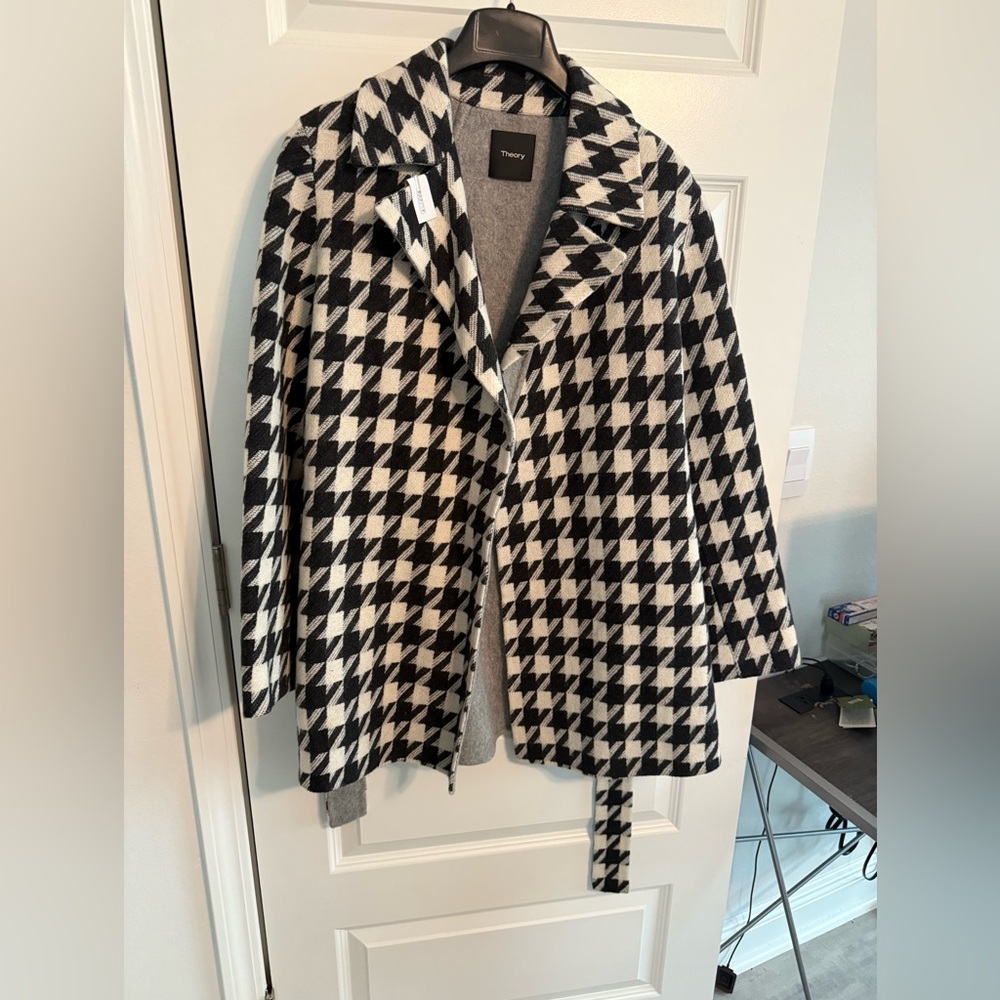 Theory Monochrome Geometric Pattern Coat